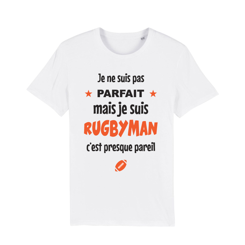 Teeshirt Homme - Je Ne Suis Pas Parfait Mais Je Suis Rugbyman C'est Presque Pareil