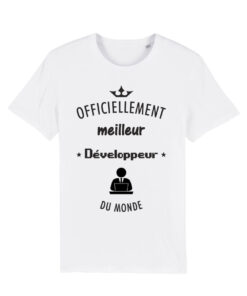 Teeshirt Homme - Officiellement Meilleur Développeur Du Monde - Blanc