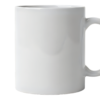Tasse blanche vide avec anse, vue de face