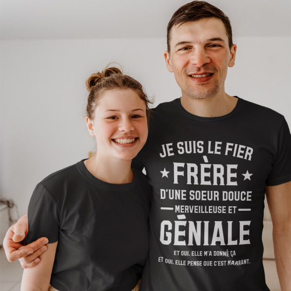 Teeshirt Homme - Je Suis Le Fier Frère D'une Soeur Douce Merveilleuse