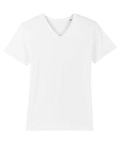 T-shirt col V blanc personnalisable, vue de face