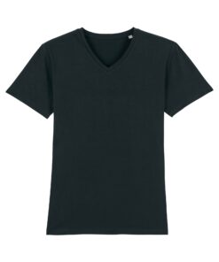 T-shirt col V noir personnalisable, vue de face