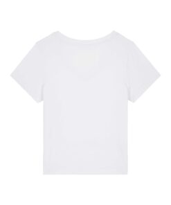 T-shirt femme col V blanc personnalisable, vue de dos