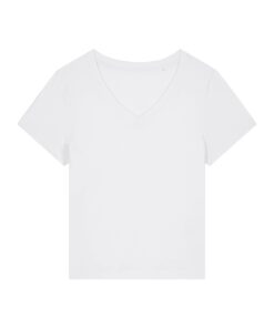 T-shirt femme col V blanc personnalisable, vue de face