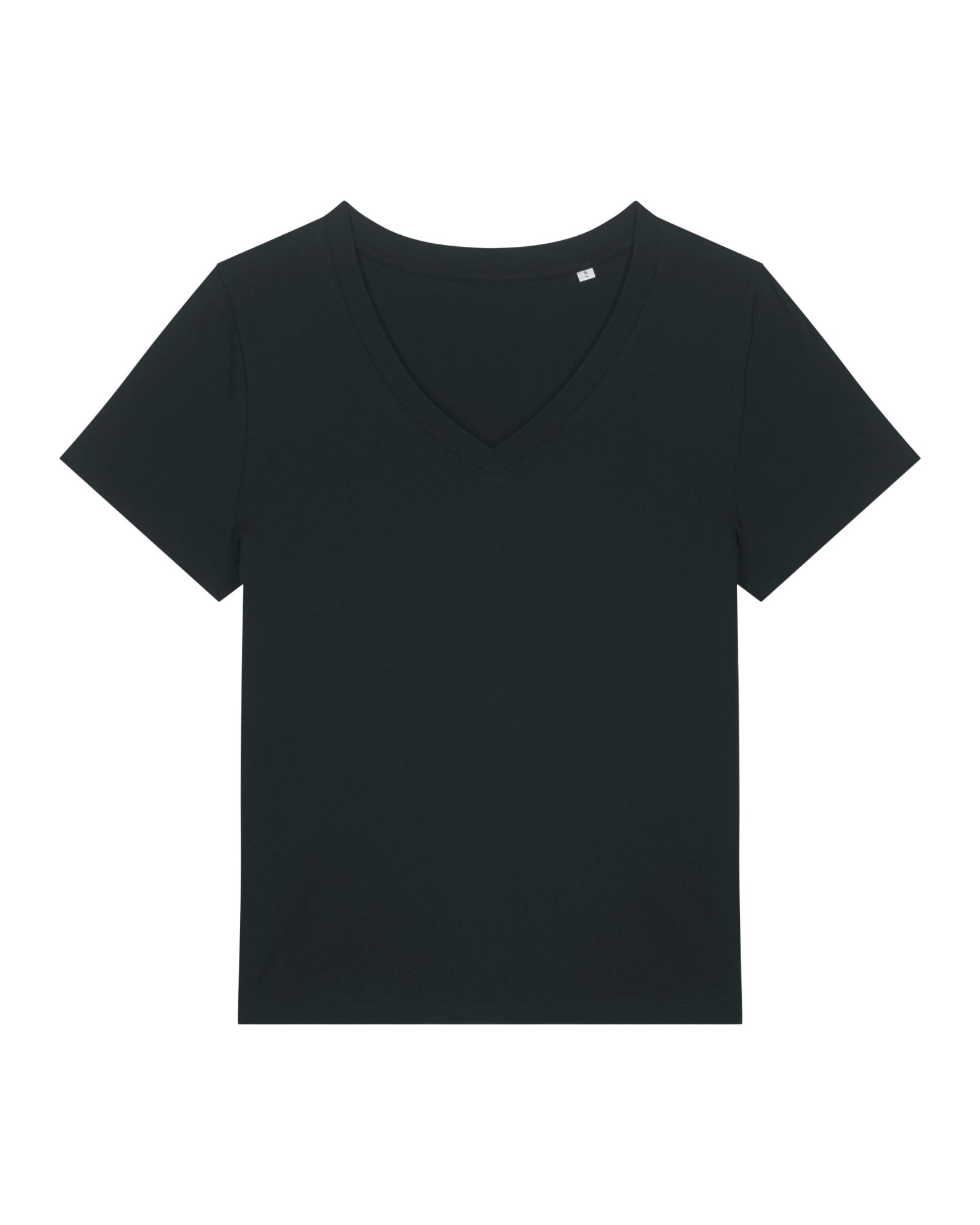 T-shirt femme col V noir personnalisable, vue de face