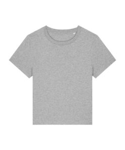 T-shirt femme col rond gris chiné personnalisable, vue de face