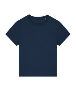 T-shirt femme col rond bleu marine personnalisable, vue de face